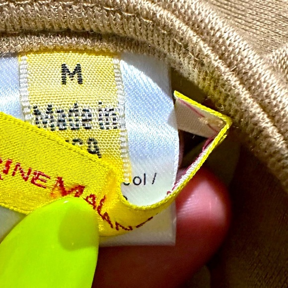 ππ CATHERINE MALANDRINO Camel Tan Wool Ruched Sheath Midi Dress | Sizeβ M - Picture 5 of 10